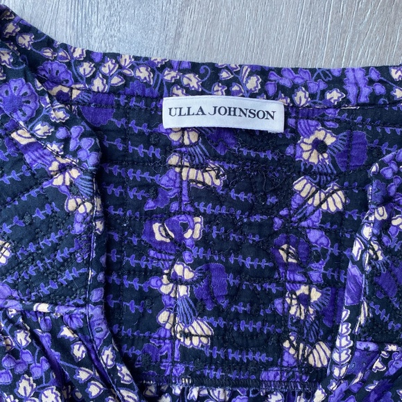 Ulla Johnson Purple Peasant Blouse Sz 6 Floral Cottagecore Boho Whimsygoth - Picture 5 of 15